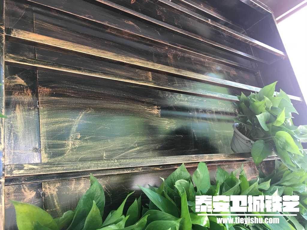 泰山聊吧铁艺绿萝花架背景墙