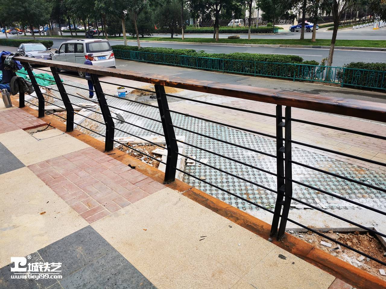防腐木铁艺护栏/室外栏杆/仿锈钢板THL2182-图7